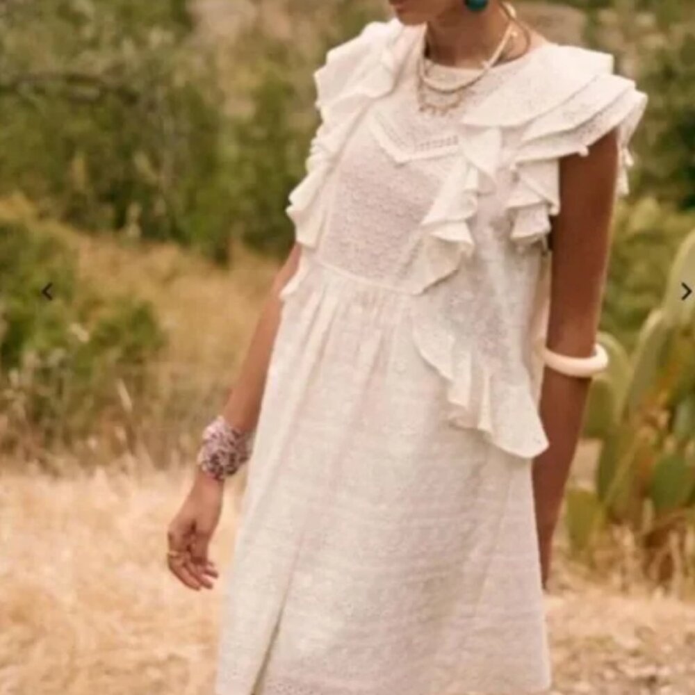 Sezane Alexane White Eyelet Dress | Size 36 / 6 US